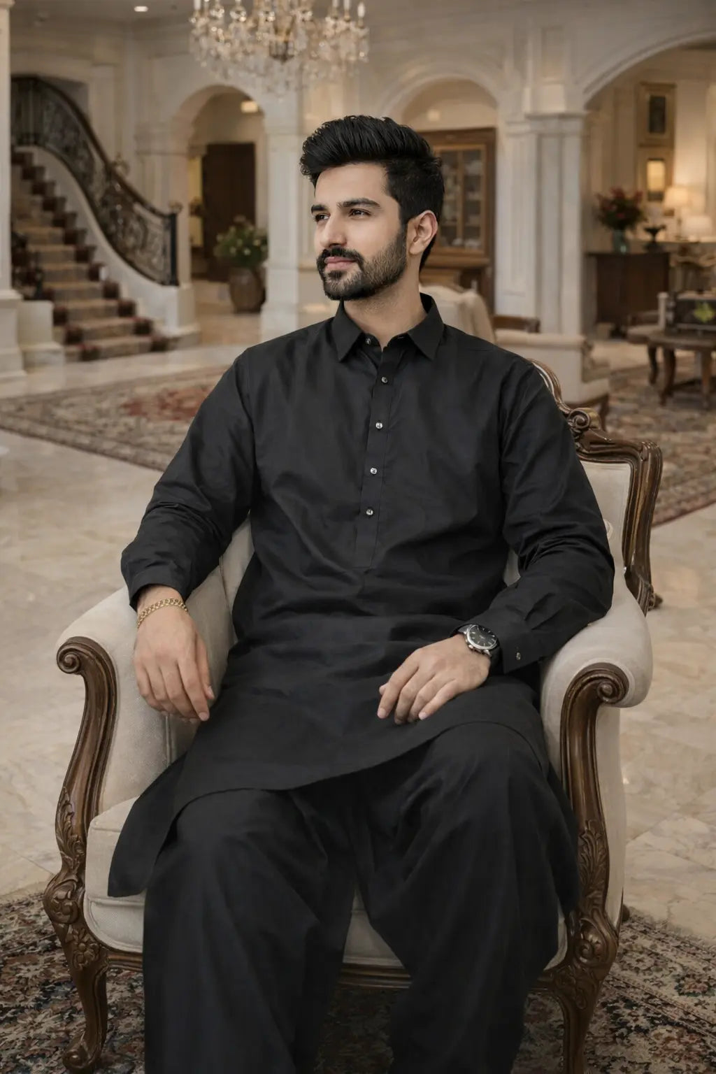 Black Premium Cotton Shalwar Kameez