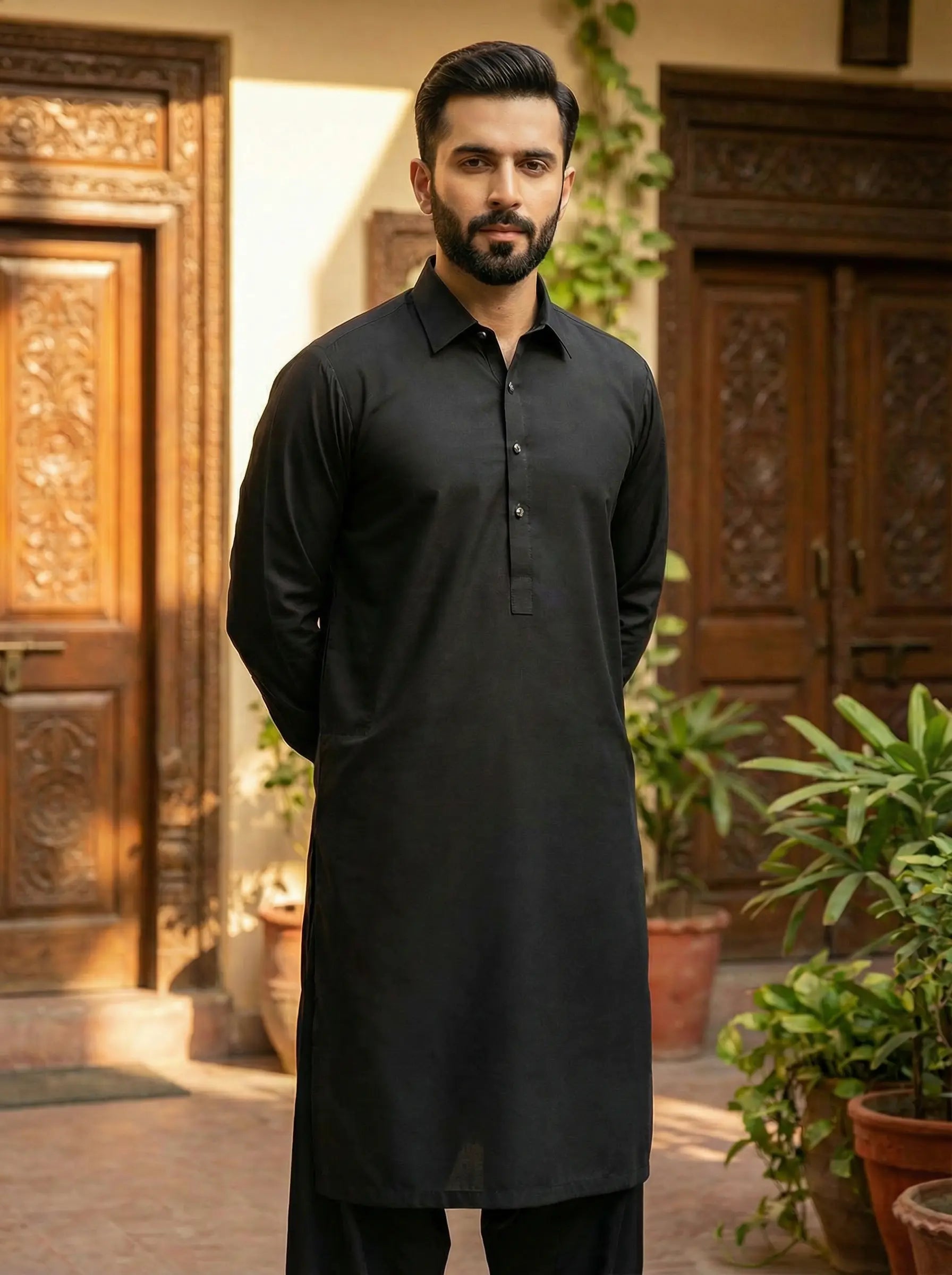 Black Premium Cotton Shalwar Kameez