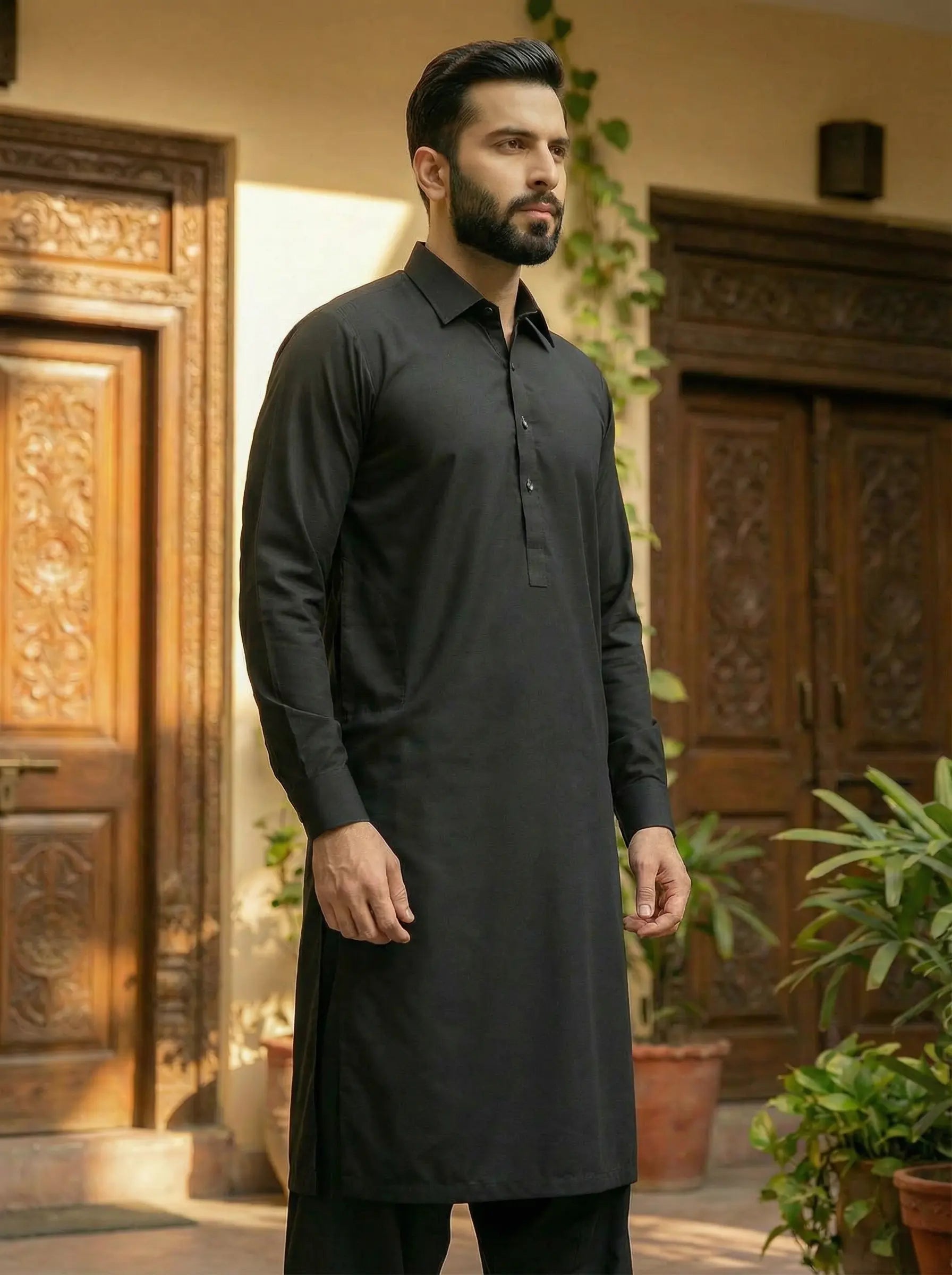 Black Premium Cotton Shalwar Kameez