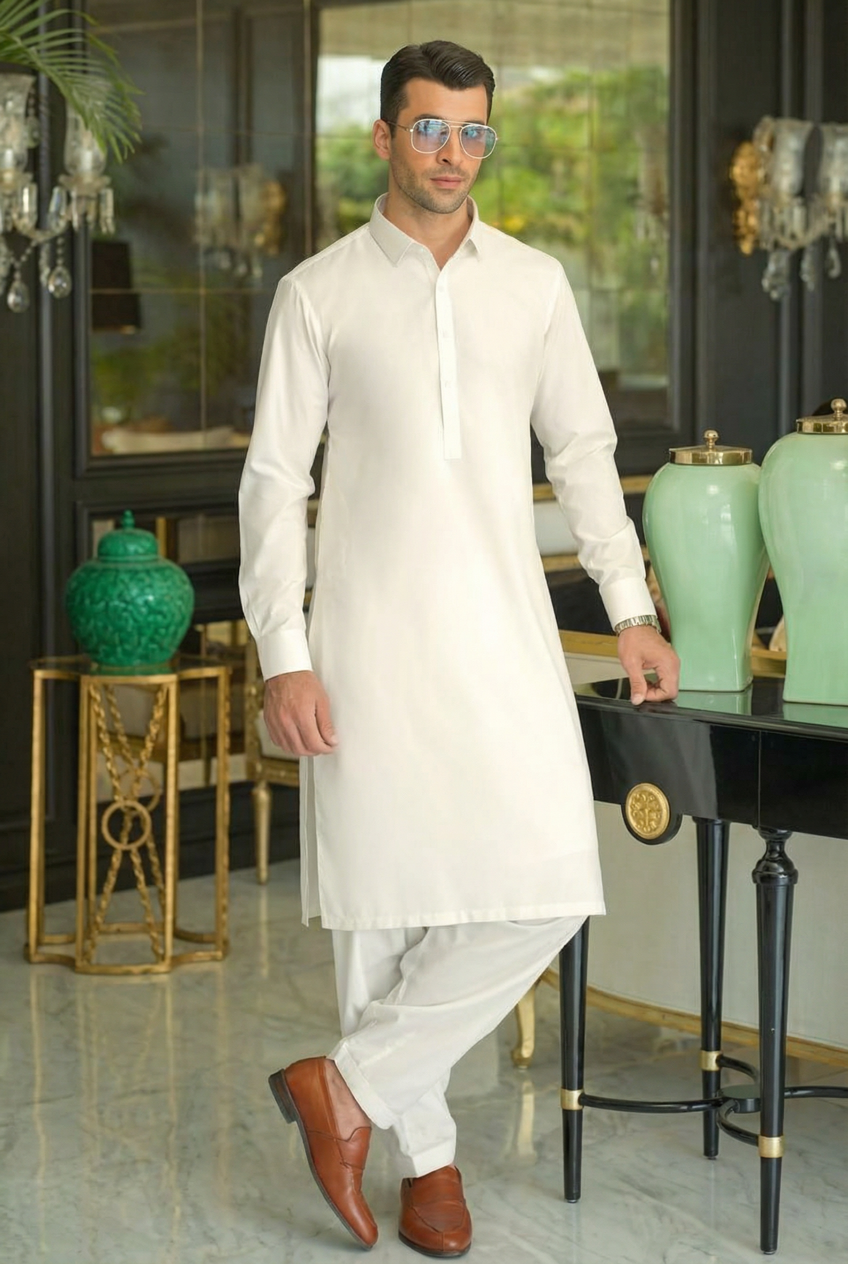 Off-White Premium Cotton Shalwar Kameez