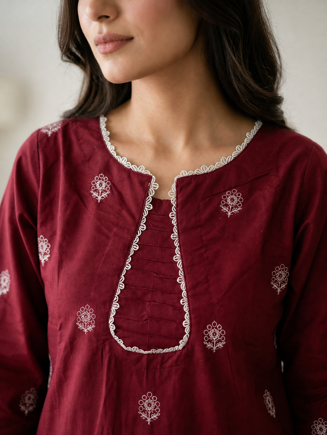 Maroon Embroidered 2-Piece Lawn Suit