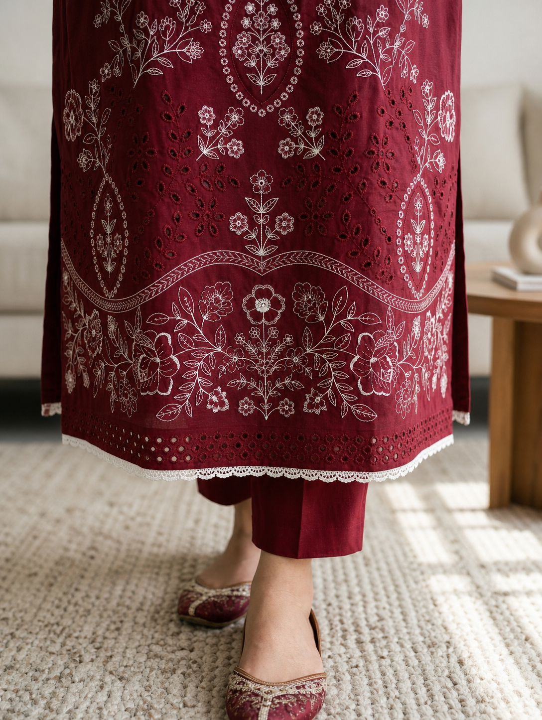 Maroon Embroidered 2-Piece Lawn Suit