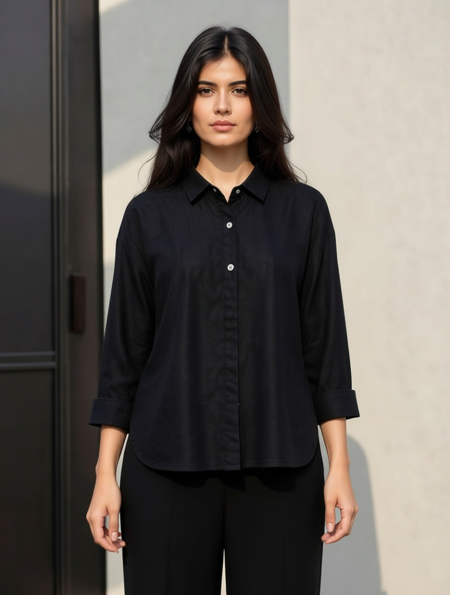 Classic Black Premium Georgette Shirt