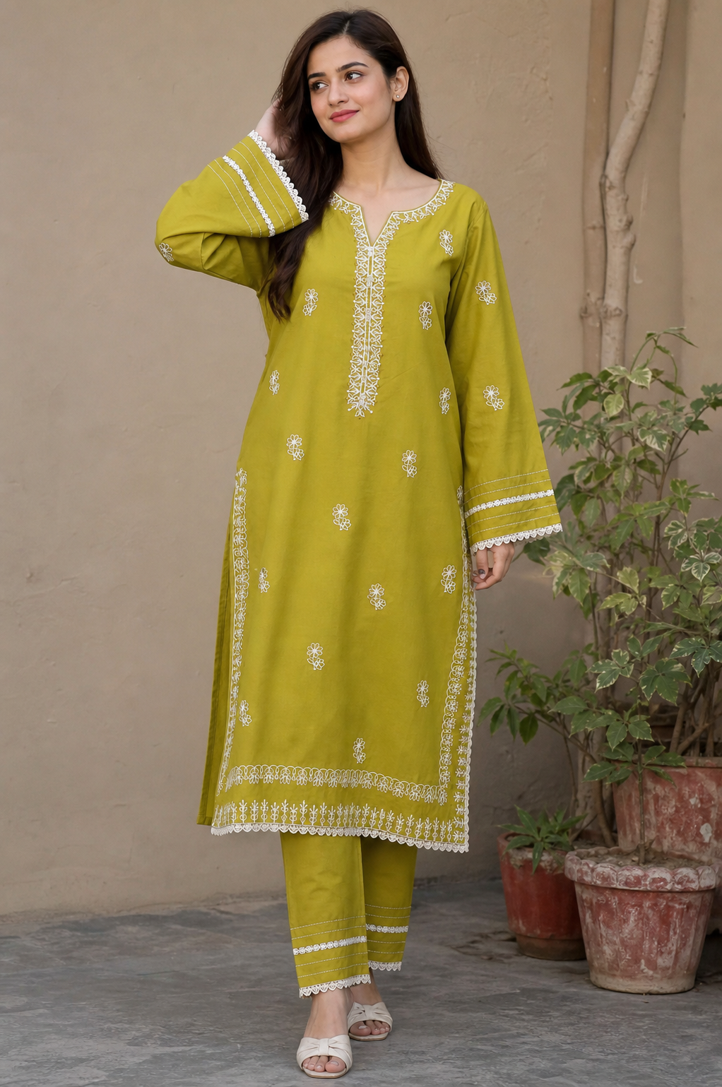 Mehndi Glow Embroidered Suit Set