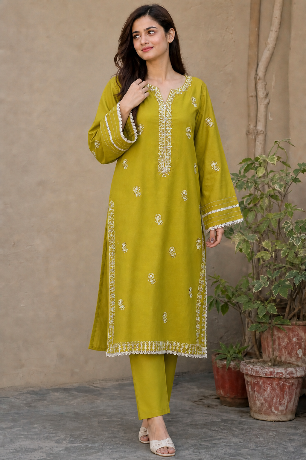 Mehndi Glow Embroidered Suit Set