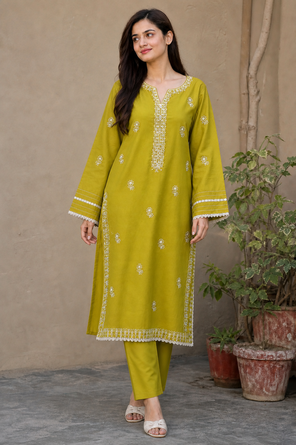 Mehndi Glow Embroidered Suit Set