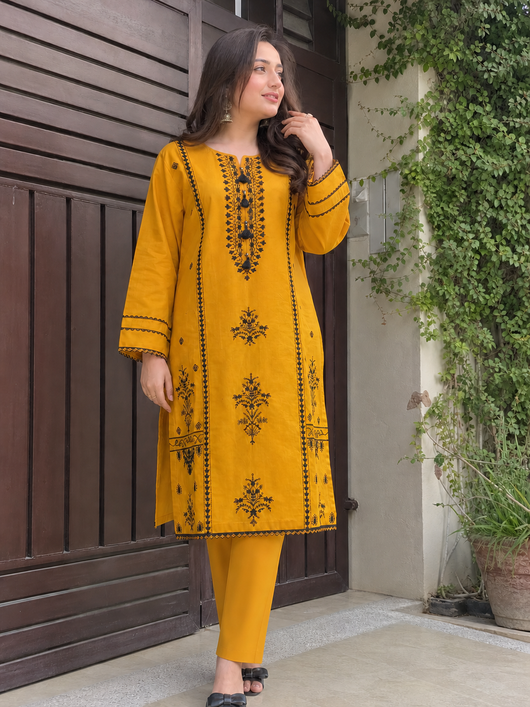 Marigold Majesty Embroidered Suit Set