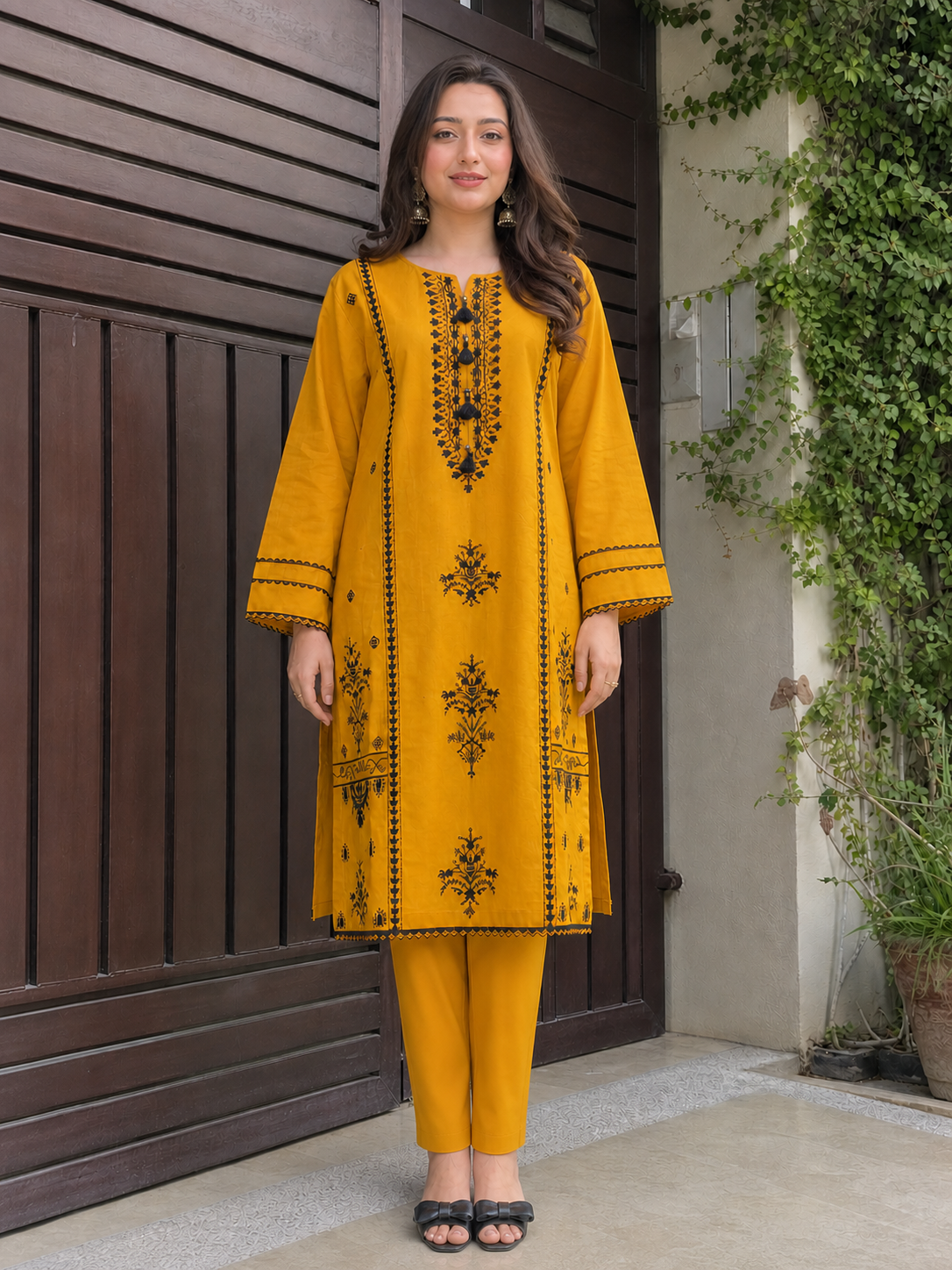 Marigold Majesty Embroidered Suit Set