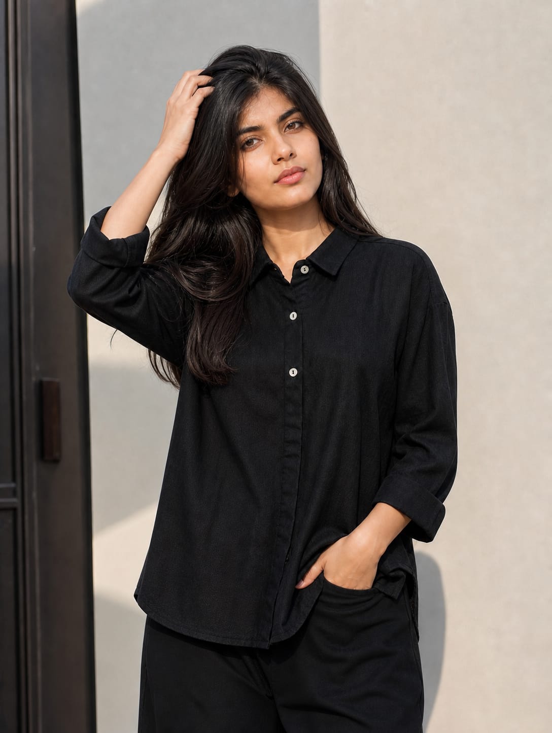Classic Black Premium Georgette Shirt