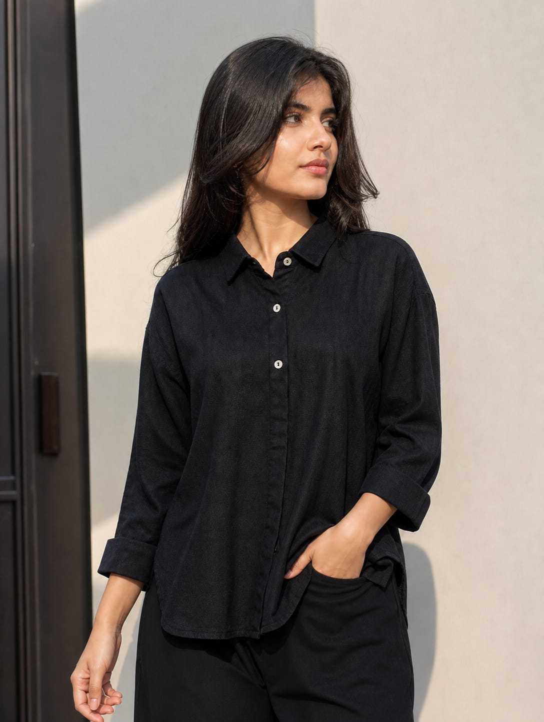 Classic Black Premium Georgette Shirt