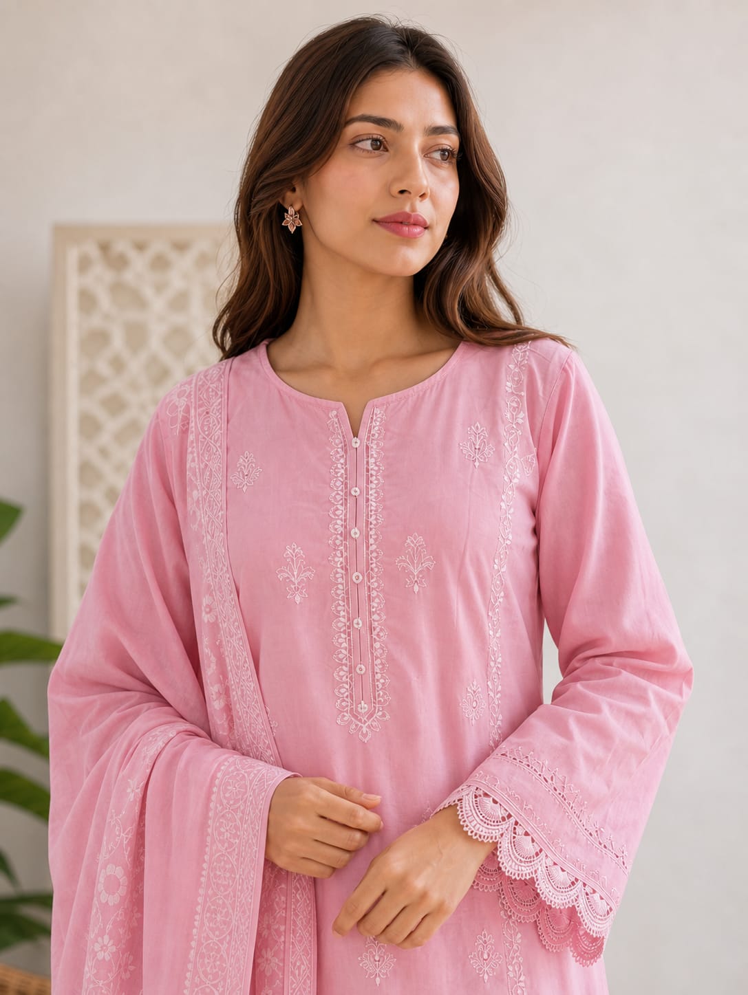 Blush Pink Embroidered 3-Piece Lawn Suit